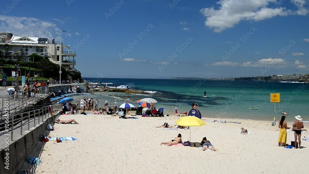 SYDNEY -OCTOBER 22, 2015: Bondi Beach pools on a sunny day. They are a famous attraction among locals SYDNEY -OCTOBER 22, 2015: Bondi Beach pools on a sunny day. They are a famous attraction among locals