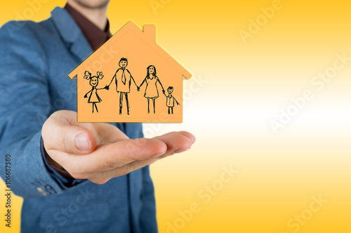 Family life insurance, protecting family, family concepts.Proprety insurance photo