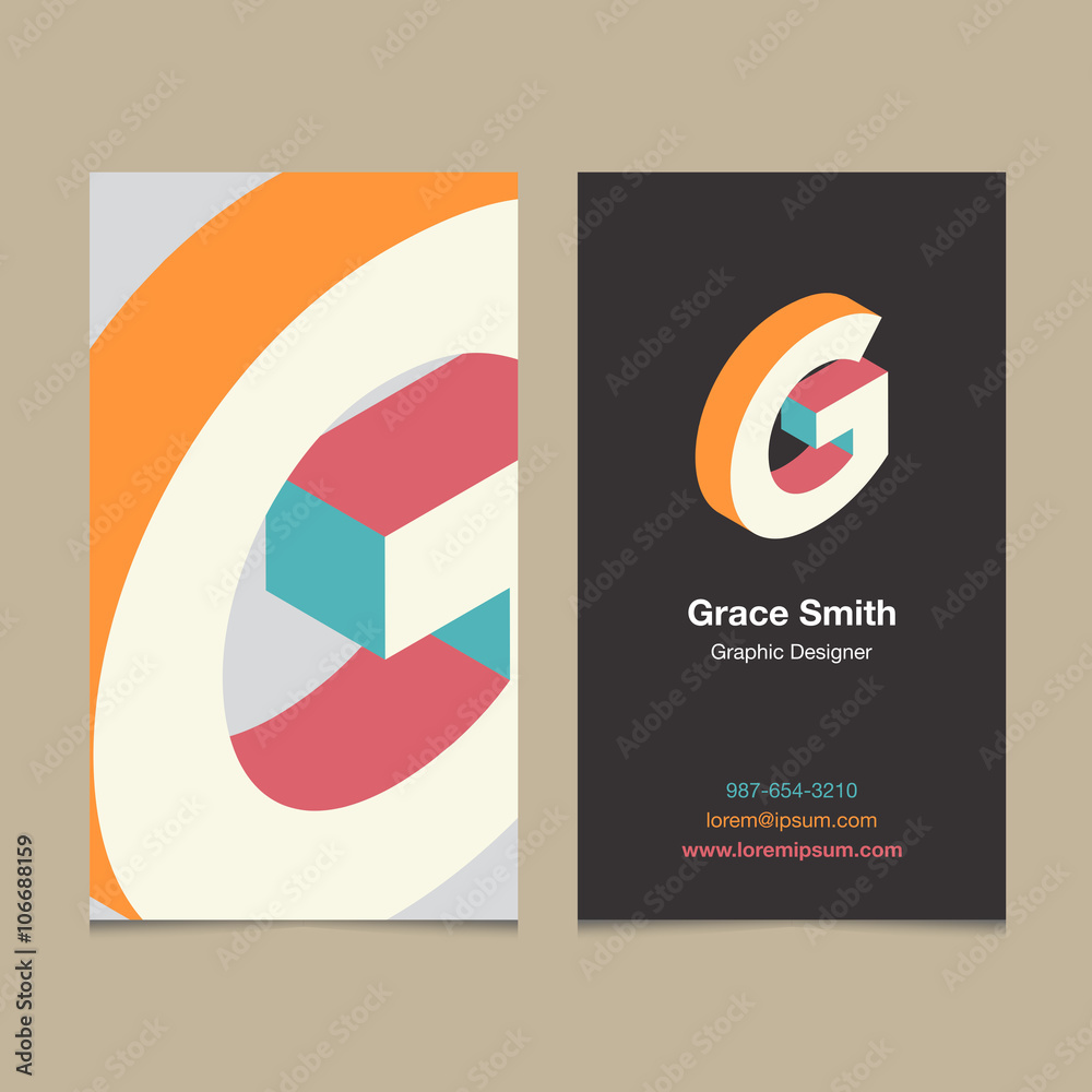 Logo alphabet letter "G", with business card template. Vector graphic ...