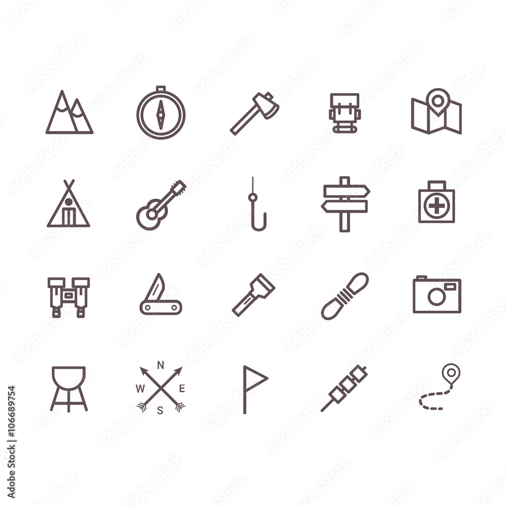 camping icon set vector.line vector. camping icon set vector.line vector.