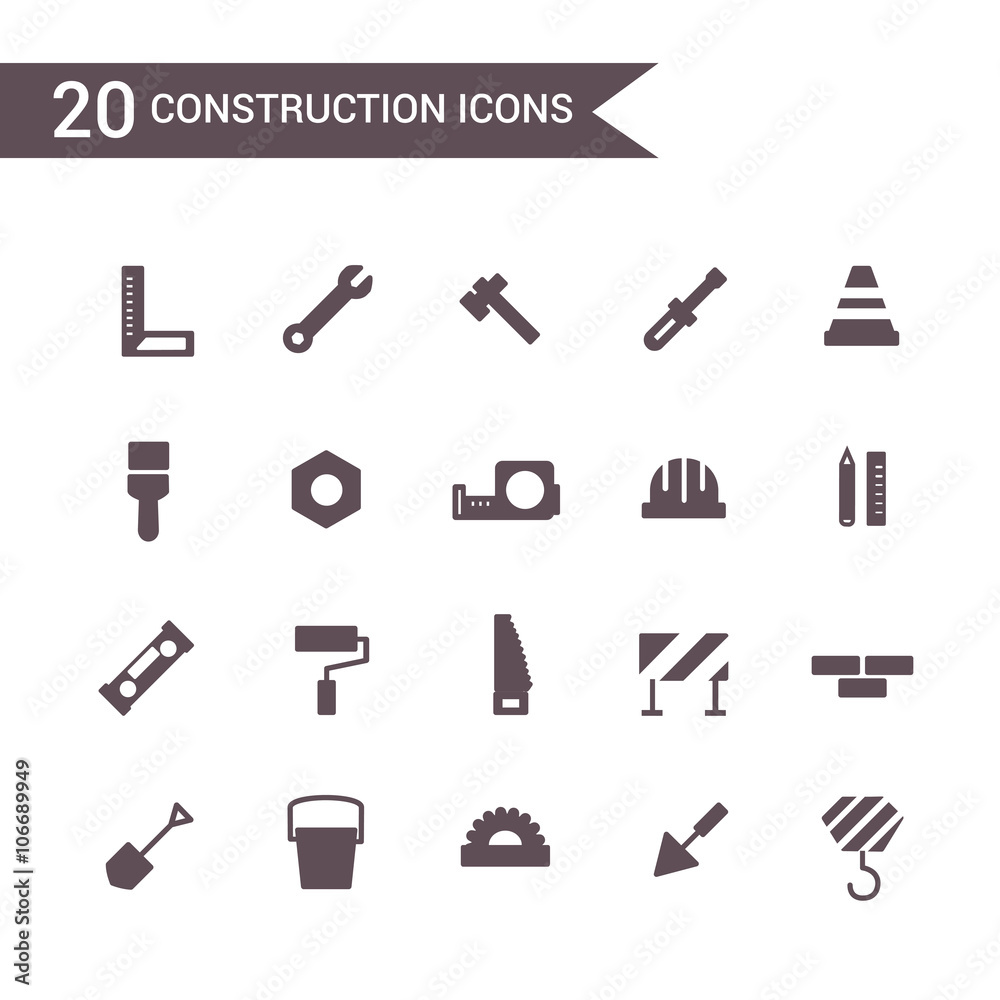 construction icon set vector. Silhouette icons. construction icon set vector. Silhouette icons.