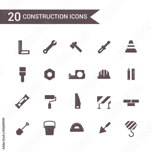 construction icon set vector. Silhouette icons.