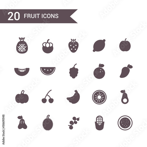 fruit icon set vector. Silhouette icons.
