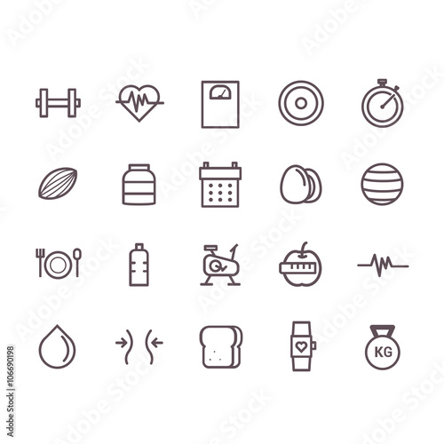 healthy lifestyle icon set vector.line icons.