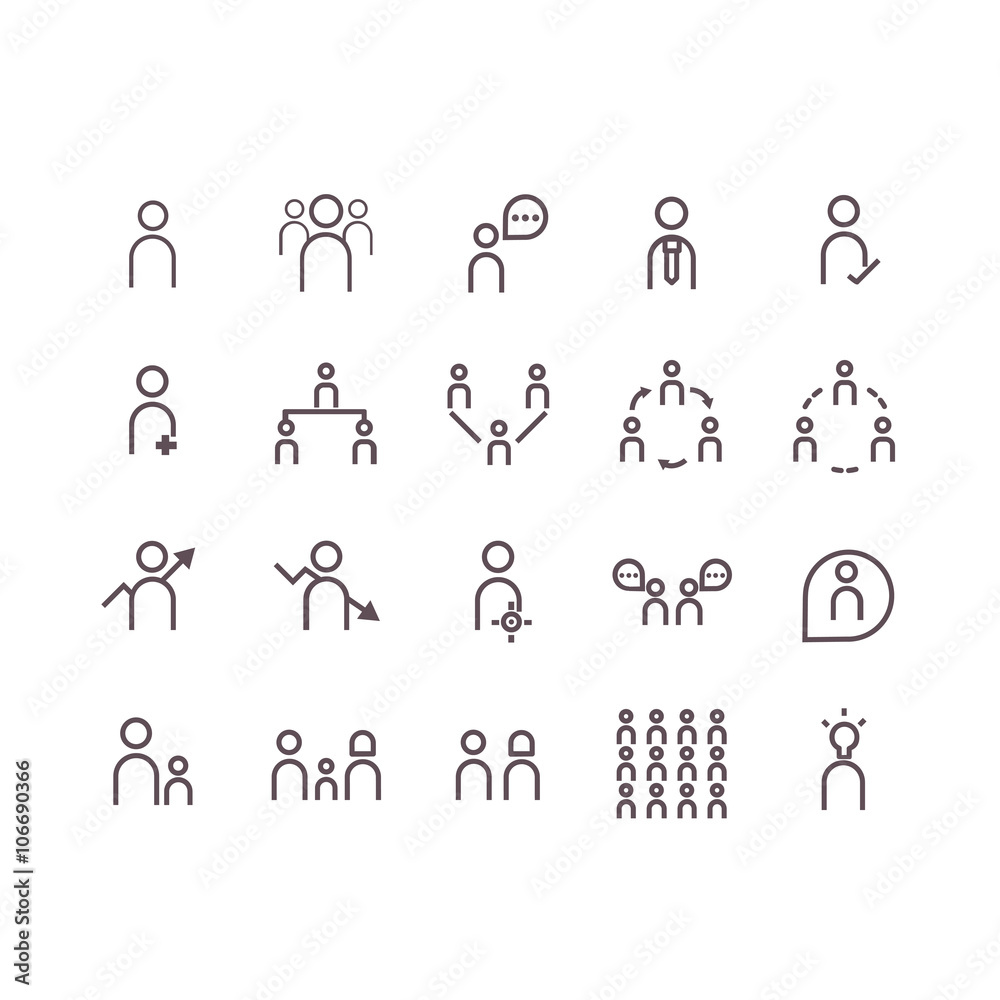 people icon set vector.line icons.