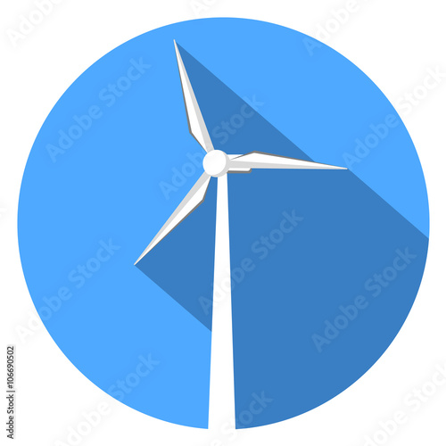 Ecological concept of eco future on earth, flat windmill icon on