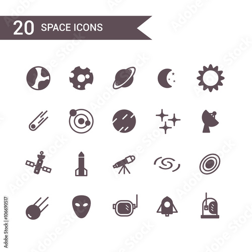 space icon set vector. Silhouette icons.