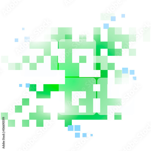 Green abstract background, geometric figures on white background