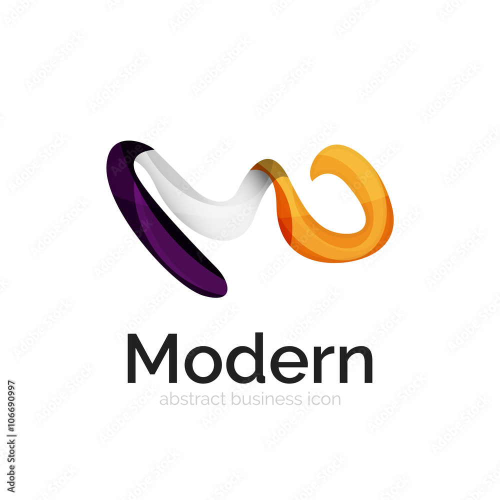 Obraz premium Wave ribbon logo, vector abstract shape