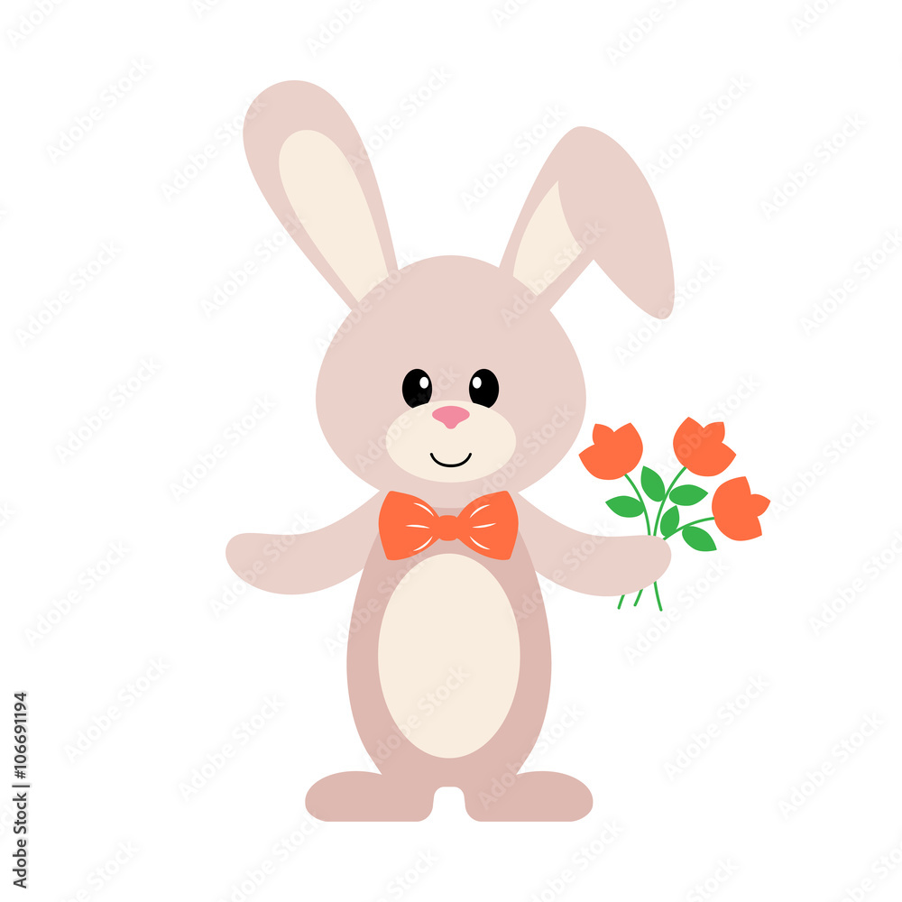 bunny with flower vector bunny with flower vector