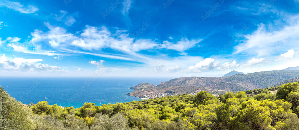 Panoramic landscape of Aegina island - obrazy, fototapety, plakaty 