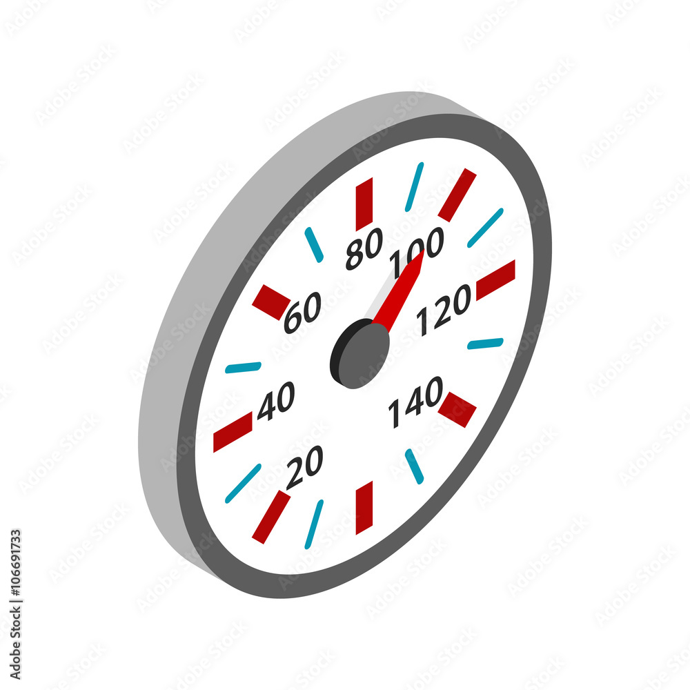 Speedometer icon, isometric 3d style Speedometer icon, isometric 3d style