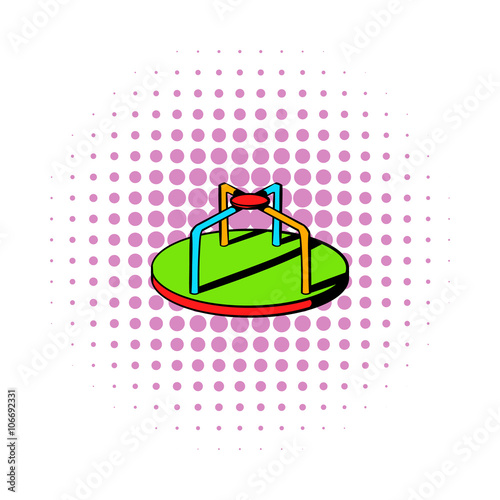 Colorful merry-go-round icon, comics style