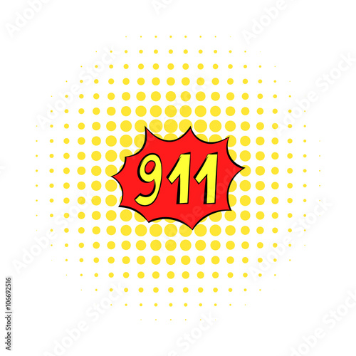 Emergency 911 icon, comics style