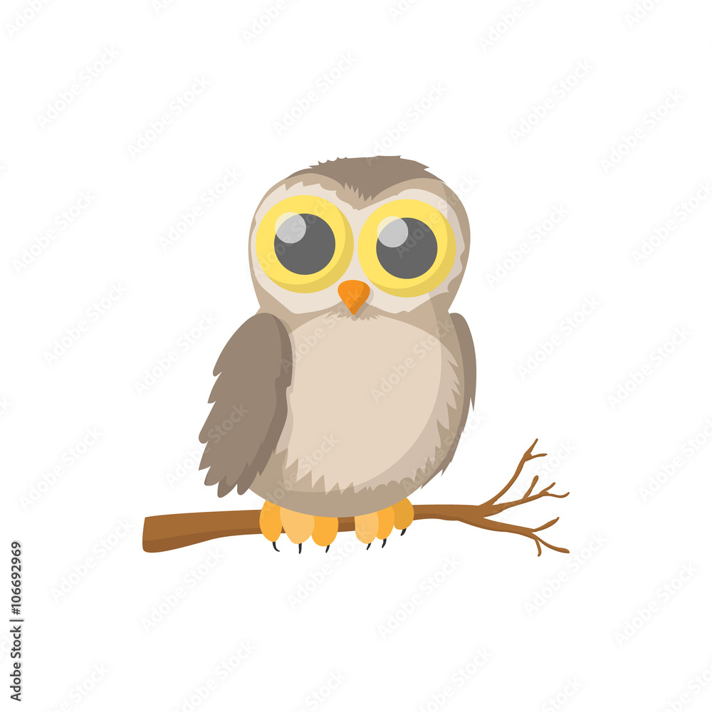 Owl icon, cartoon style