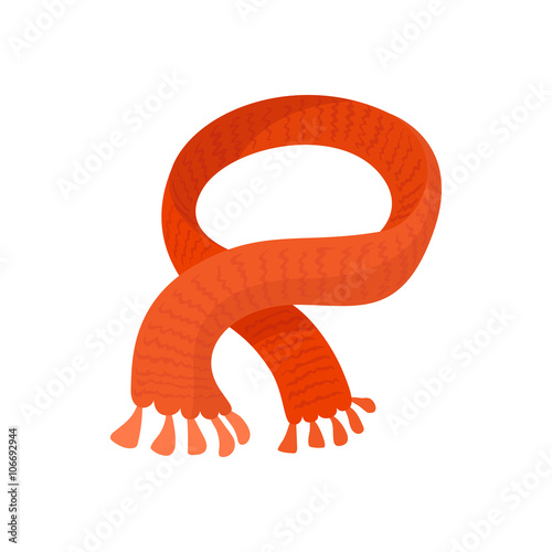Red knitted scarficon, cartoon style