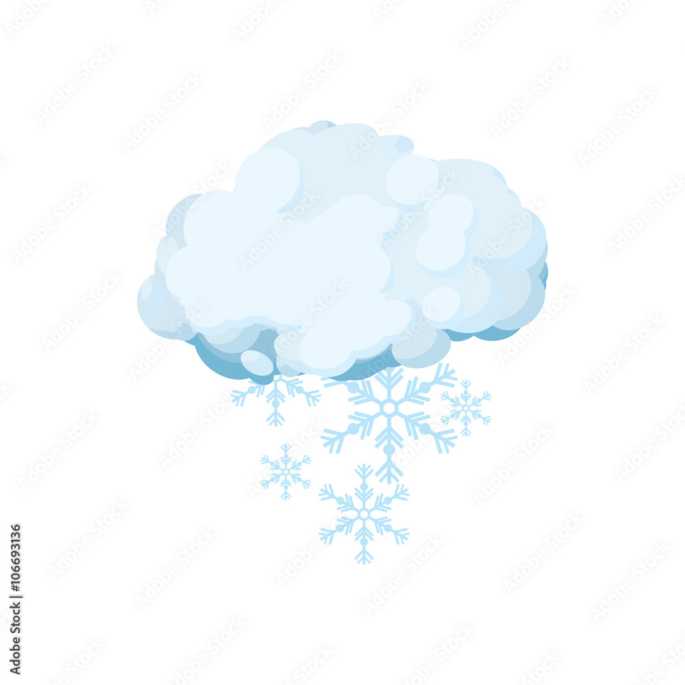 Snow cloud icon, cartoon style 