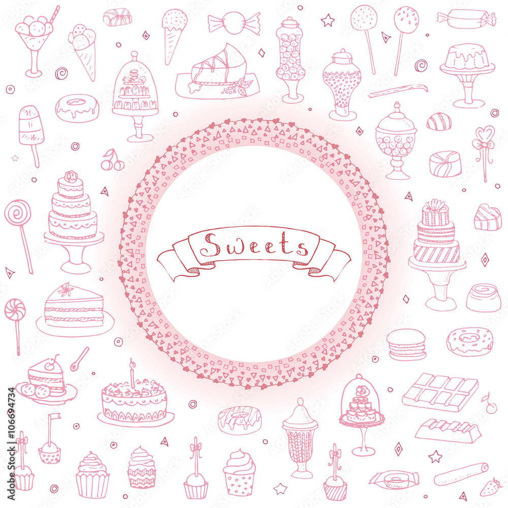 Hand drawn doodle Sweets set Vector illustration Sketchy Sweet food icons collection Isolated desert symbols on white background Cupcake Macarons Chocolate bar Candy Cake Pie Pastry Lollipop Pastry Hand drawn doodle Sweets set Vector illustration Sketchy Sweet food icons collection Isolated desert symbols on white background Cupcake Macarons Chocolate bar Candy Cake Pie Pastry Lollipop Pastry