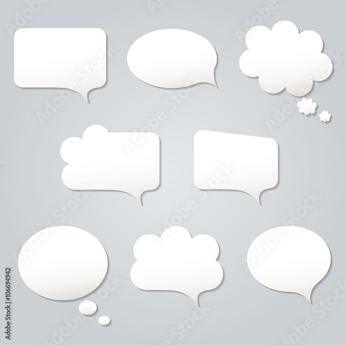 Blank empty white speech bubbles 