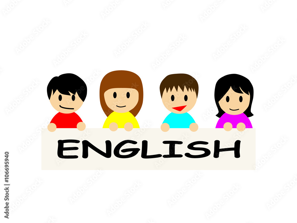 This flat vector illustration depicts that kids are enjoying learning English This flat vector illustration depicts that kids are enjoying learning English