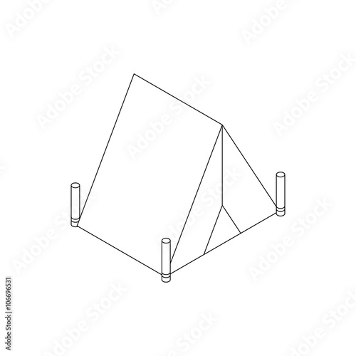Tourist tent icon, isometric 3d style