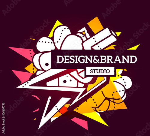 Vector illustration of colorful pink and yellow abstract composi