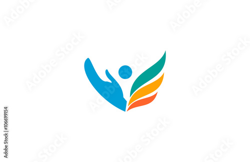 human abstract hand book logo