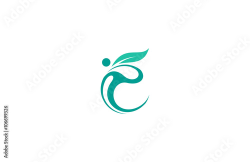 leaf circle human icon logo