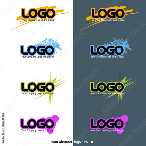 Logotype Sign Templates. Logo with Spikes, Logo with Blots, Logo with ink Strokes. Business Card. Digital background vector illustration.