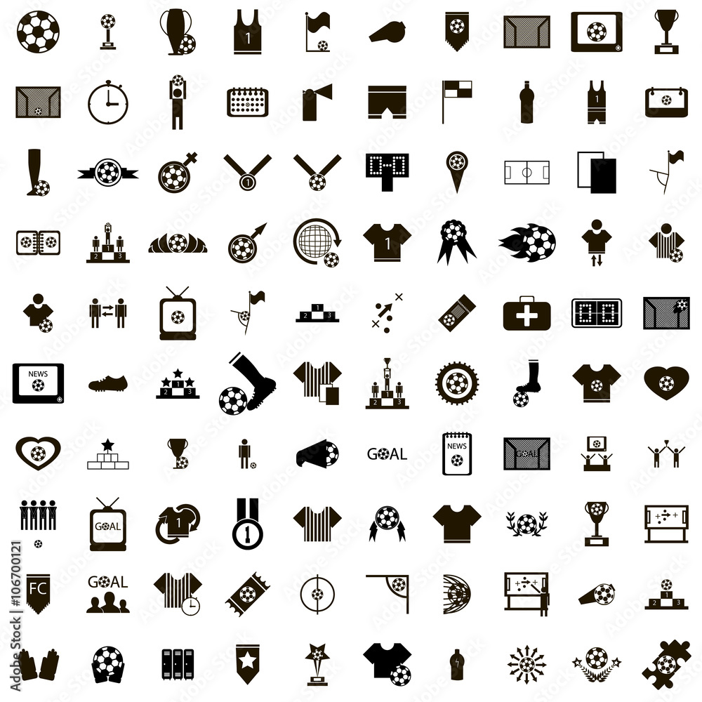 Fototapeta premium 100 Soccer Icons set