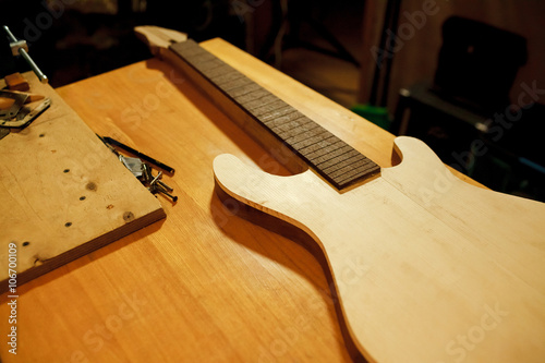 Obraz na płótnie Billet of wood for bass guitar