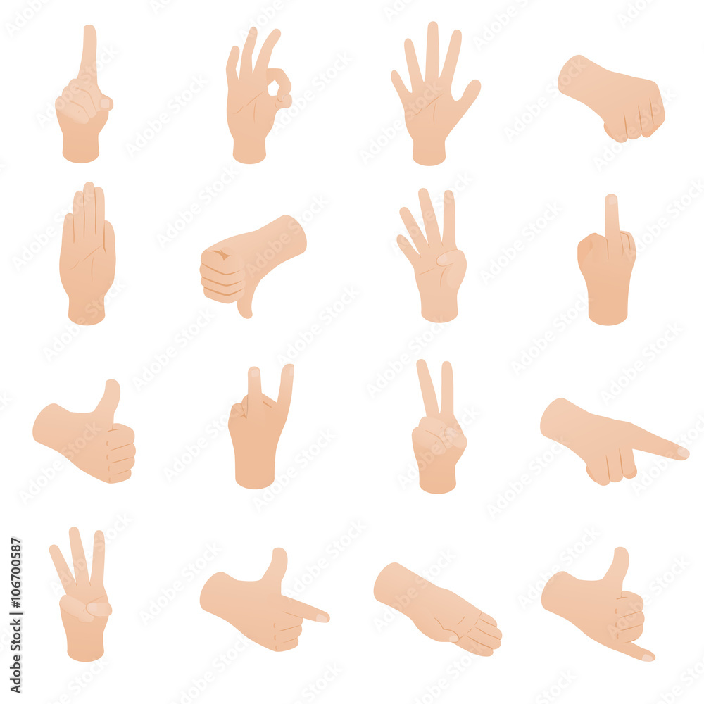 Hand set in isometric 3d style Hand set in isometric 3d style