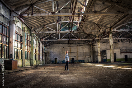 Little Girl in Empty Factory