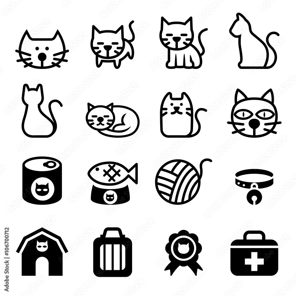 Cat icons Royalty Free Vector Image - VectorStock