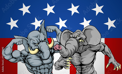 Elephants Fighting Concept
