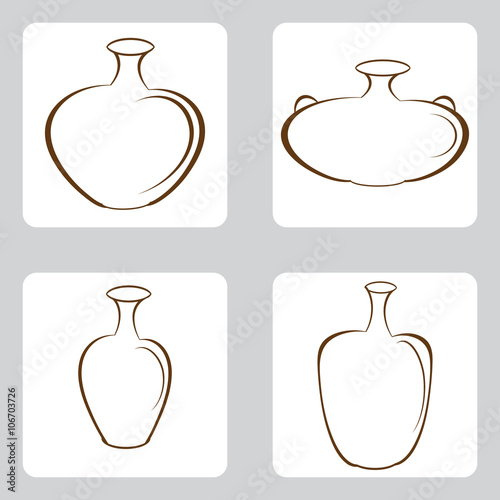 monochrome icon set with amphora