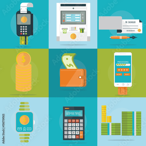 vector illustration of of online payment methods, mobile Payment