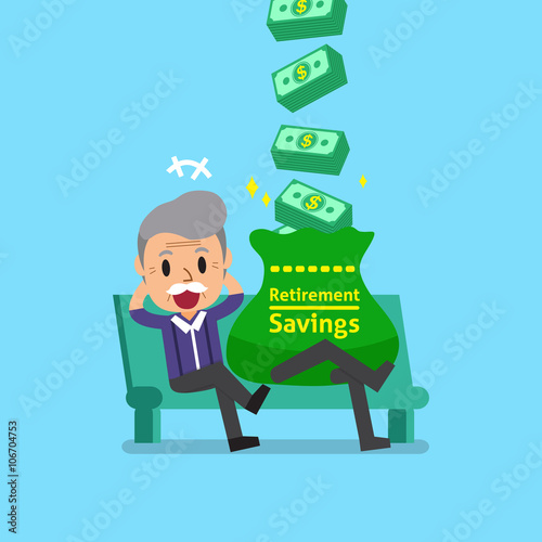 Cartoon senior man earning money