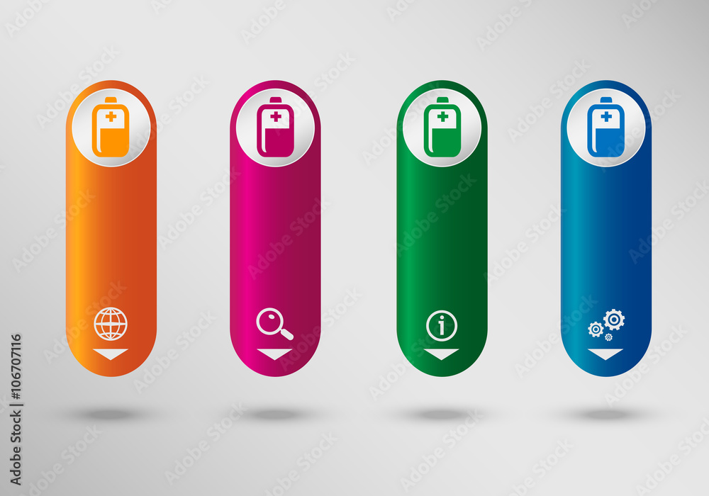 Battery icon on vertical infographic design template, can be use Battery icon on vertical infographic design template, can be use