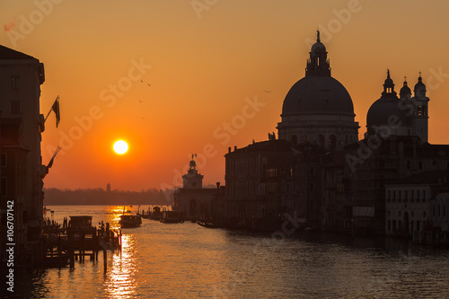 Sunrise on Grand Canal in Venice