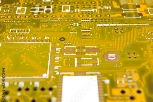 Printed circuit board yellow electronic background