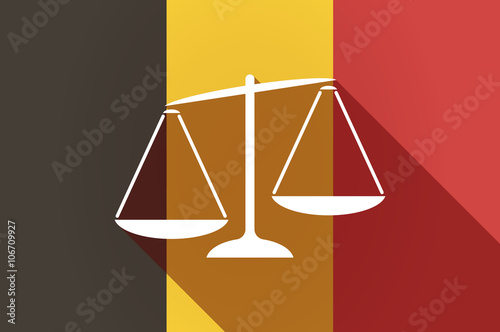 Long shadow Belgium flag with  an unbalanced weight scale