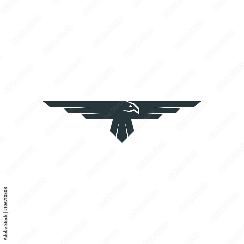 Fototapeta premium Eagle logo mockup, predator bird wings silhouette, aviation emblem design element