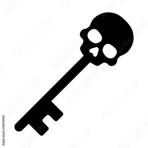 Skeleton key or skull key flat icon for games and apps