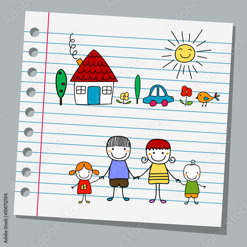 notebook paper with family