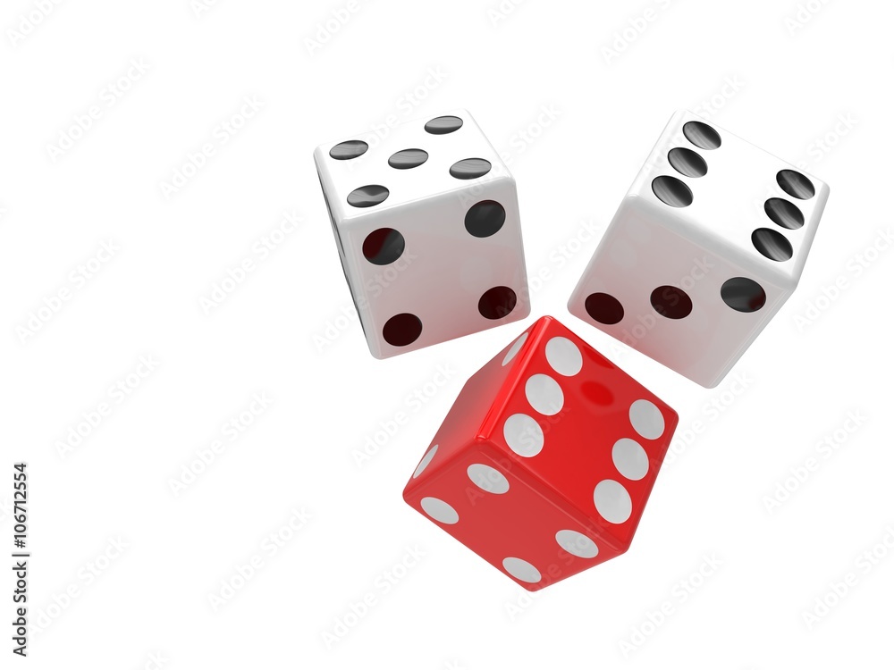 three dices on white. 3D rendering. three dices on white. 3D rendering.
