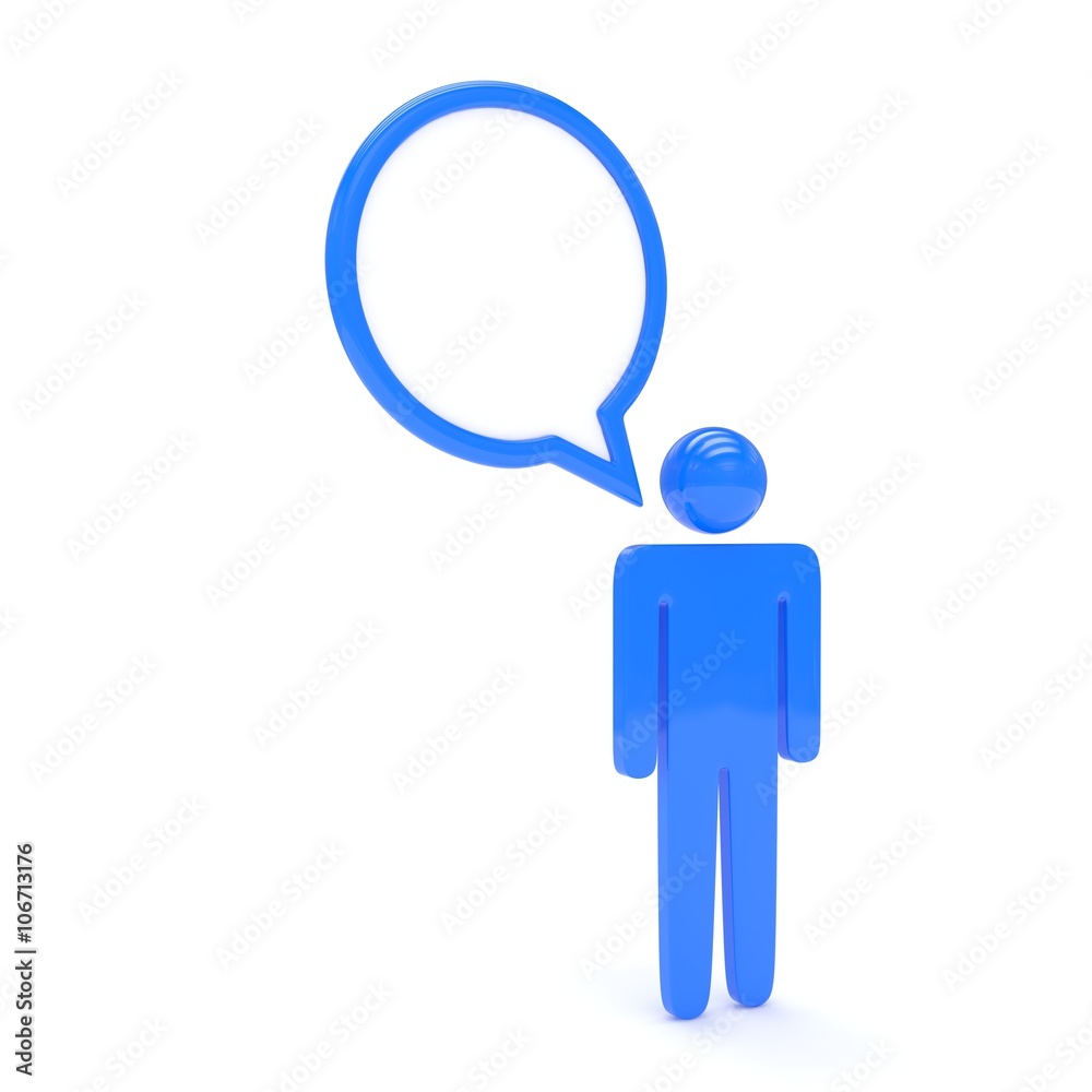 3d man with talk bubbles isolated over a white background. 3D rendering. 3d man with talk bubbles isolated over a white background. 3D rendering.