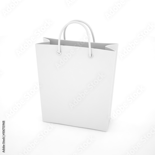 Paper Shopping Bag isolated on white background. 3D rendering.