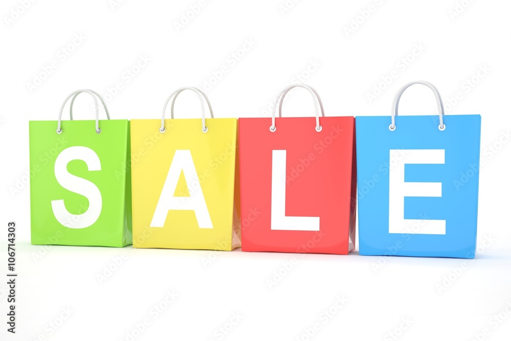 sale written on shopping bag. 3D rendering. sale written on shopping bag. 3D rendering.