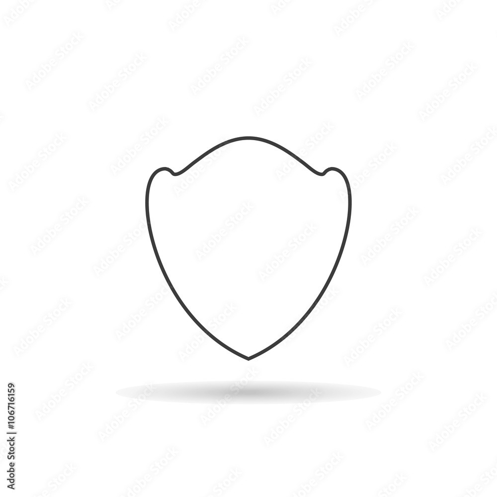 Fototapeta premium Shield icon silhouette with shadow on a white background, vector stylish illustration